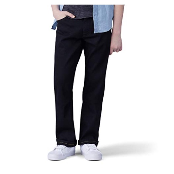 LEE Black Straight Fit Boy Proof Denim Jeans w Adjustable Waist 10 Slim NEW - Picture 1 of 7